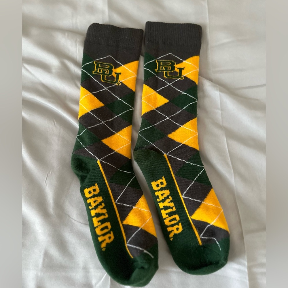 Bare Feet NCAA Baylor Bears Argyle Line Up Dress‎ Sock TeamNWOT